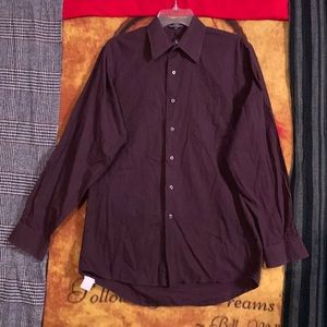 CALVIN KLEIN-men’s violet ‘SATIN POPLIN’ long sleeve button dress shirt
